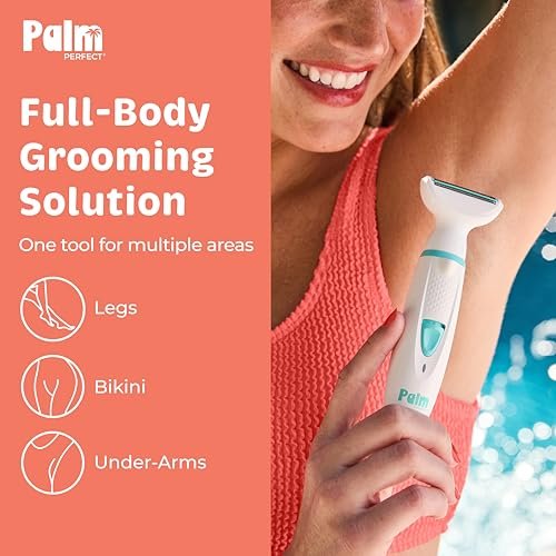 PalmPerfect Rechargeable Women's Shaver – Waterproof Electric Razor with LED Light, Wall Mount & USB Charging Avelisse