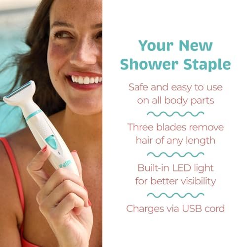 PalmPerfect Rechargeable Women's Shaver – Waterproof Electric Razor with LED Light, Wall Mount & USB Charging Avelisse