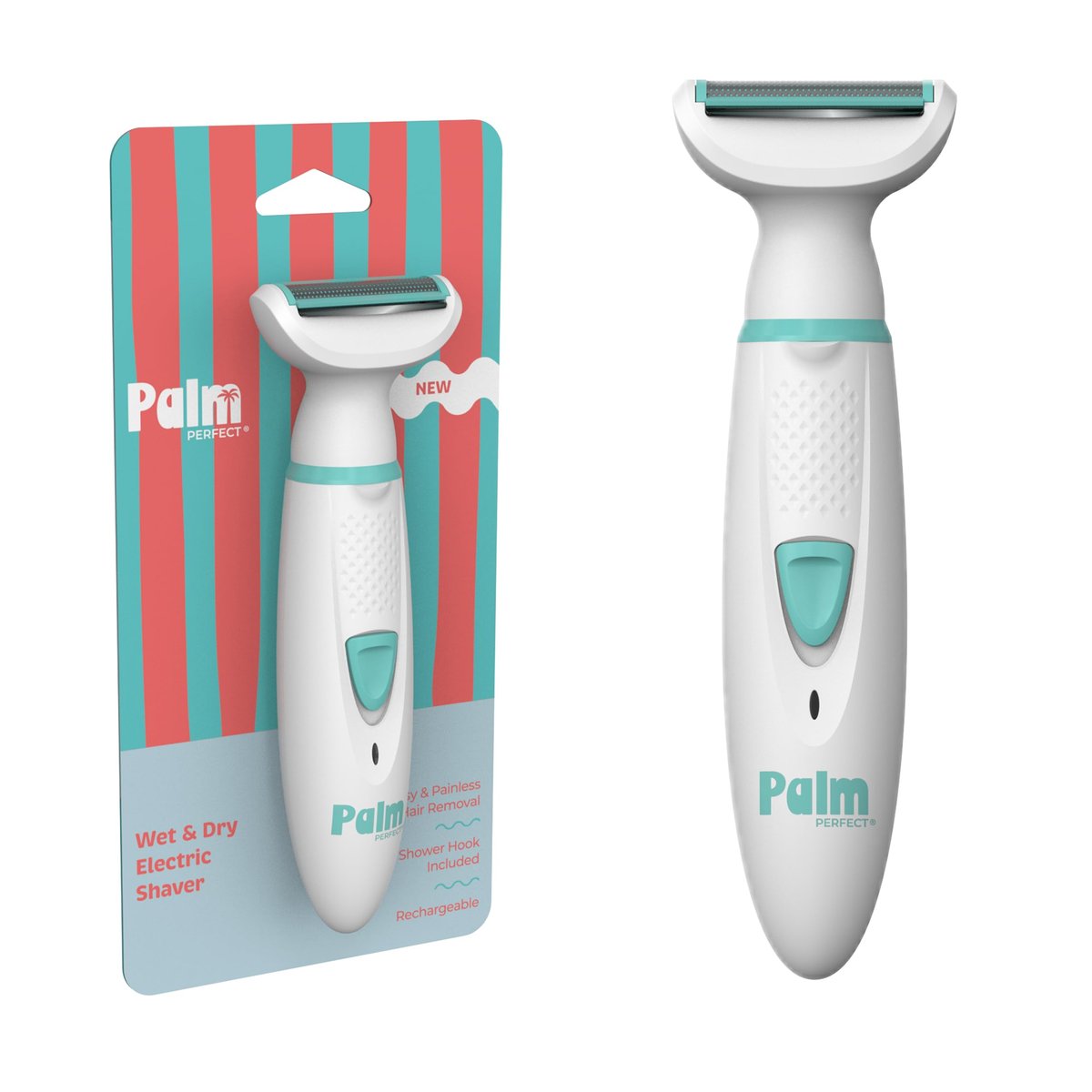 PalmPerfect Rechargeable Women's Shaver – Waterproof Electric Razor with LED Light, Wall Mount & USB Charging Avelisse