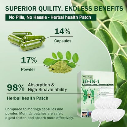HENGRUNXIN Moringa 10-in-1 Advanced Nano Microdarts Patch - 2026 New Natural Skin Patches for Women and Men, Gentle Formula (2 Boxes, 7 Tablets Each) Avelisse