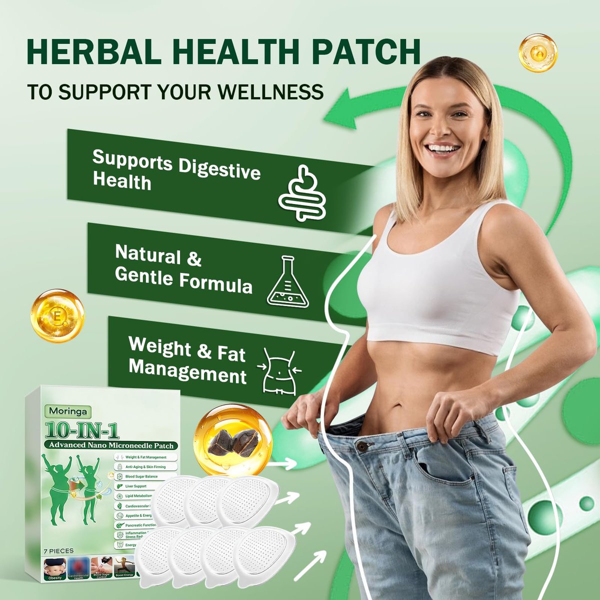 HENGRUNXIN Moringa 10-in-1 Advanced Nano Microdarts Patch - 2026 New Natural Skin Patches for Women and Men, Gentle Formula (2 Boxes, 7 Tablets Each) Avelisse