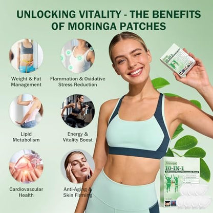 HENGRUNXIN Moringa 10-in-1 Advanced Nano Microdarts Patch - 2026 New Natural Skin Patches for Women and Men, Gentle Formula (2 Boxes, 7 Tablets Each) Avelisse