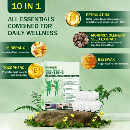 HENGRUNXIN Moringa 10-in-1 Advanced Nano Microdarts Patch - 2026 New Natural Skin Patches for Women and Men, Gentle Formula (2 Boxes, 7 Tablets Each) Avelisse