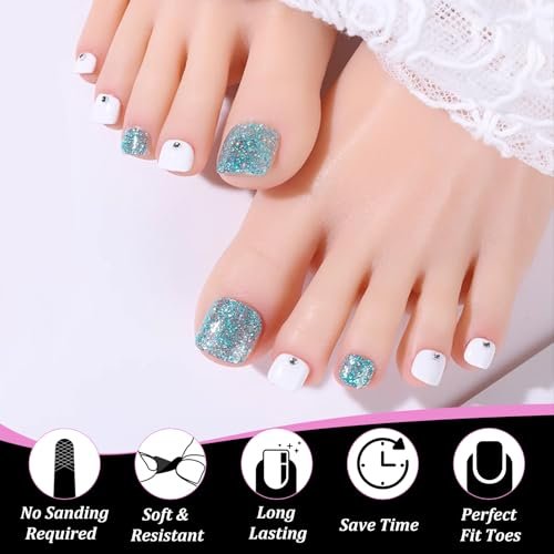 Lsnisni Square Shape False Toe Nails Tips - 320 Pcs Gel X Toe Nail Tips, Full Cover Long Wider Toe Nail Tips for Women DIY Nails, 16 Sizes Avelisse