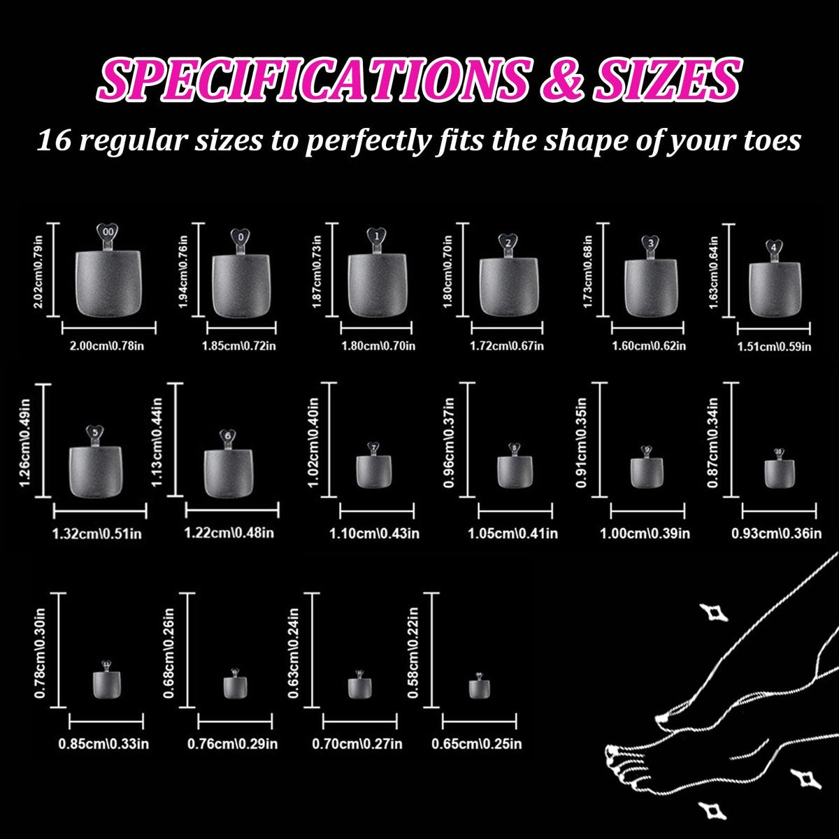 Lsnisni Square Shape False Toe Nails Tips - 320 Pcs Gel X Toe Nail Tips, Full Cover Long Wider Toe Nail Tips for Women DIY Nails, 16 Sizes Avelisse