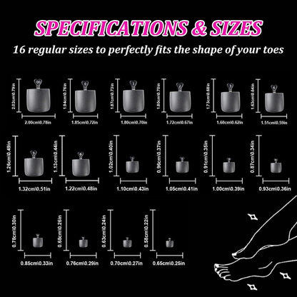 Lsnisni Square Shape False Toe Nails Tips - 320 Pcs Gel X Toe Nail Tips, Full Cover Long Wider Toe Nail Tips for Women DIY Nails, 16 Sizes Avelisse