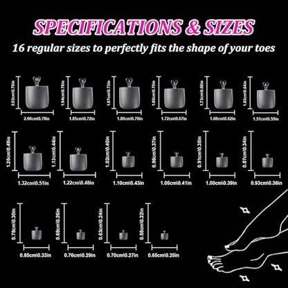 Lsnisni Square Shape False Toe Nails Tips - 320 Pcs Gel X Toe Nail Tips, Full Cover Long Wider Toe Nail Tips for Women DIY Nails, 16 Sizes Avelisse