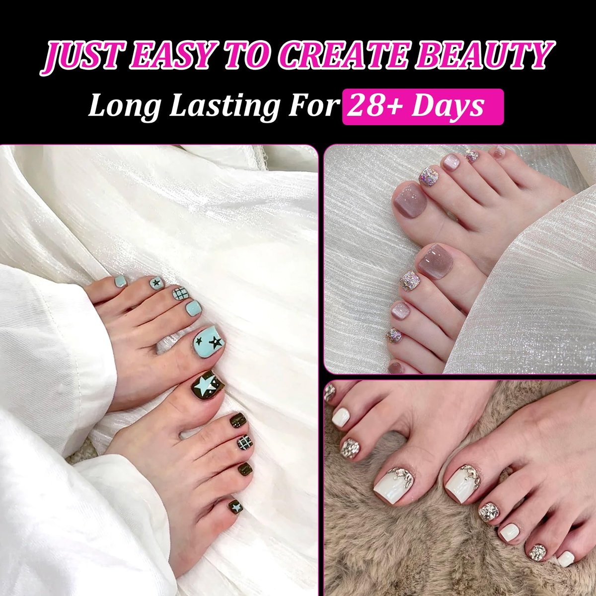 Lsnisni Square Shape False Toe Nails Tips - 320 Pcs Gel X Toe Nail Tips, Full Cover Long Wider Toe Nail Tips for Women DIY Nails, 16 Sizes Avelisse