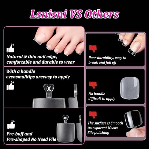 Lsnisni Square Shape False Toe Nails Tips - 320 Pcs Gel X Toe Nail Tips, Full Cover Long Wider Toe Nail Tips for Women DIY Nails, 16 Sizes Avelisse