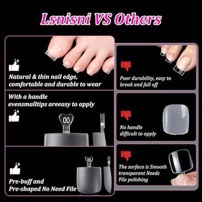 Lsnisni Square Shape False Toe Nails Tips - 320 Pcs Gel X Toe Nail Tips, Full Cover Long Wider Toe Nail Tips for Women DIY Nails, 16 Sizes Avelisse
