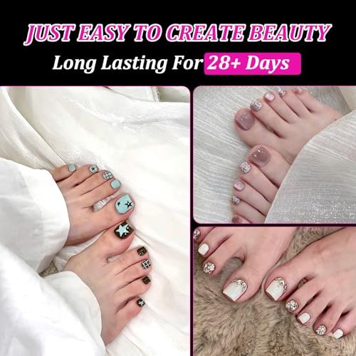 Lsnisni Square Shape False Toe Nails Tips - 320 Pcs Gel X Toe Nail Tips, Full Cover Long Wider Toe Nail Tips for Women DIY Nails, 16 Sizes Avelisse