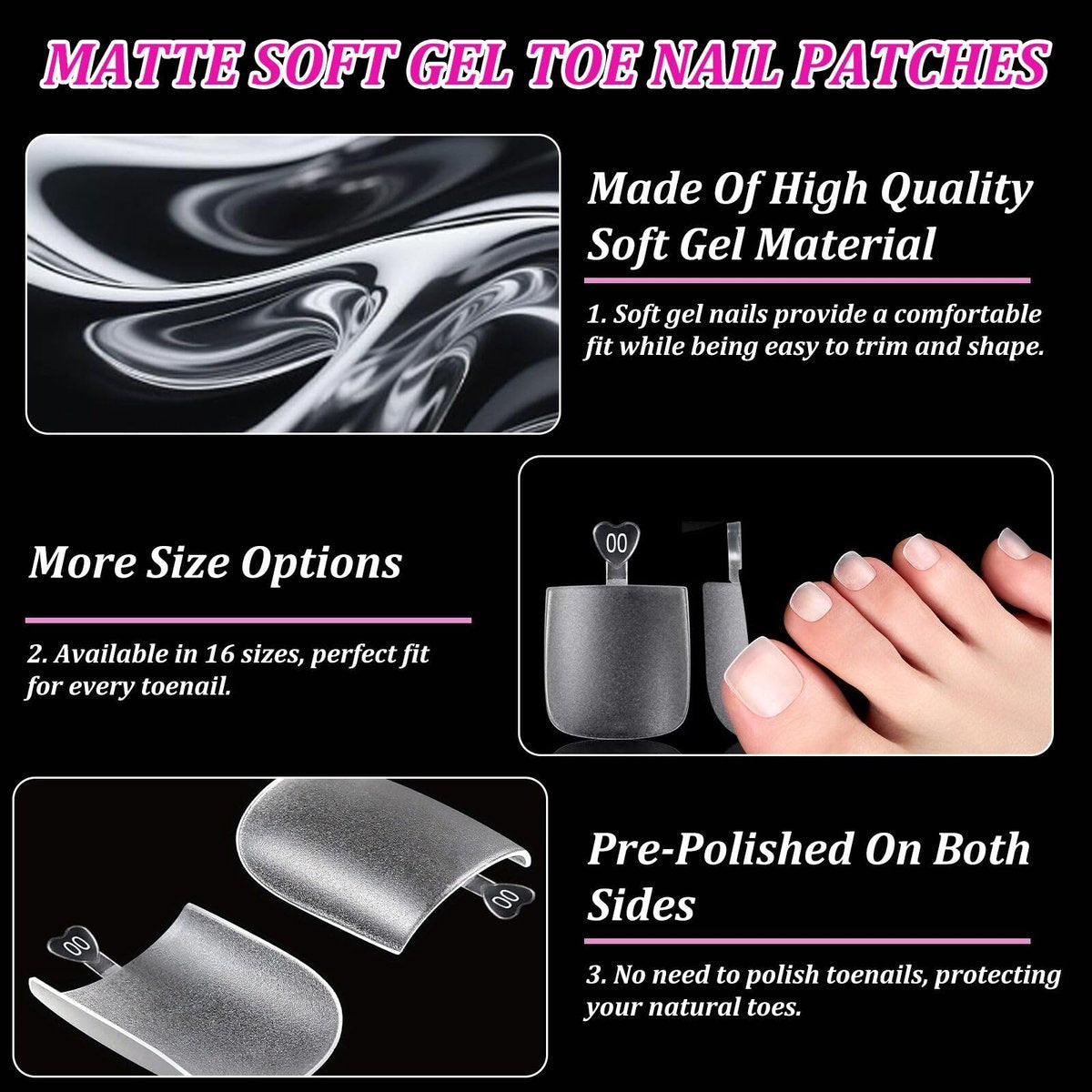 Lsnisni Square Shape False Toe Nails Tips - 320 Pcs Gel X Toe Nail Tips, Full Cover Long Wider Toe Nail Tips for Women DIY Nails, 16 Sizes Avelisse