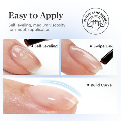 AZUREBEAUTY 15ml Rubber Base Gel Polish and No Wipe Top Coat Set – Builder Base Coat & Ultra Shine Top Coat for Thin, Weak, Brittle Nails – Self-Leveling, Long Lasting