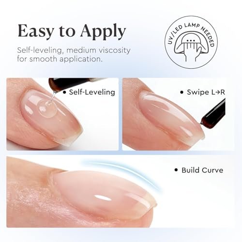 AZUREBEAUTY 15ml Rubber Base Gel Polish and No Wipe Top Coat Set – Builder Base Coat & Ultra Shine Top Coat for Thin, Weak, Brittle Nails – Self-Leveling, Long Lasting - görsel 14