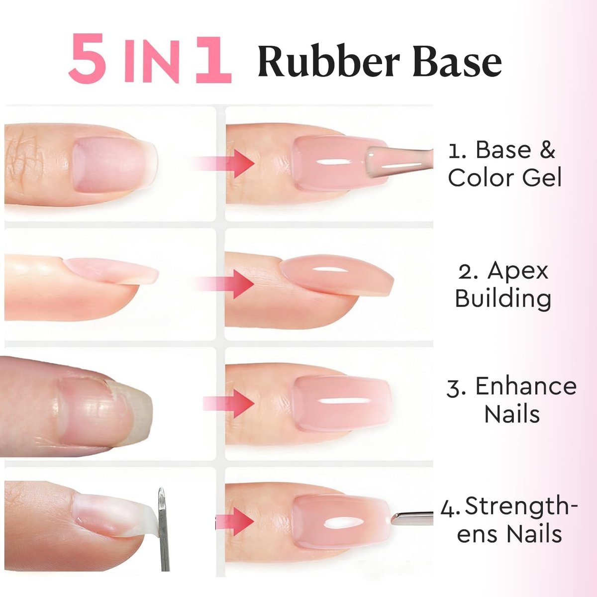 AZUREBEAUTY 10ml 6 Color Rubber Base Gel Polish with Top Coat Set – Sheer Nude Pink Jelly Self-Leveling Builder Gel for Thin Weak Nails, Long Lasting Soak Off UV LED Avelisse