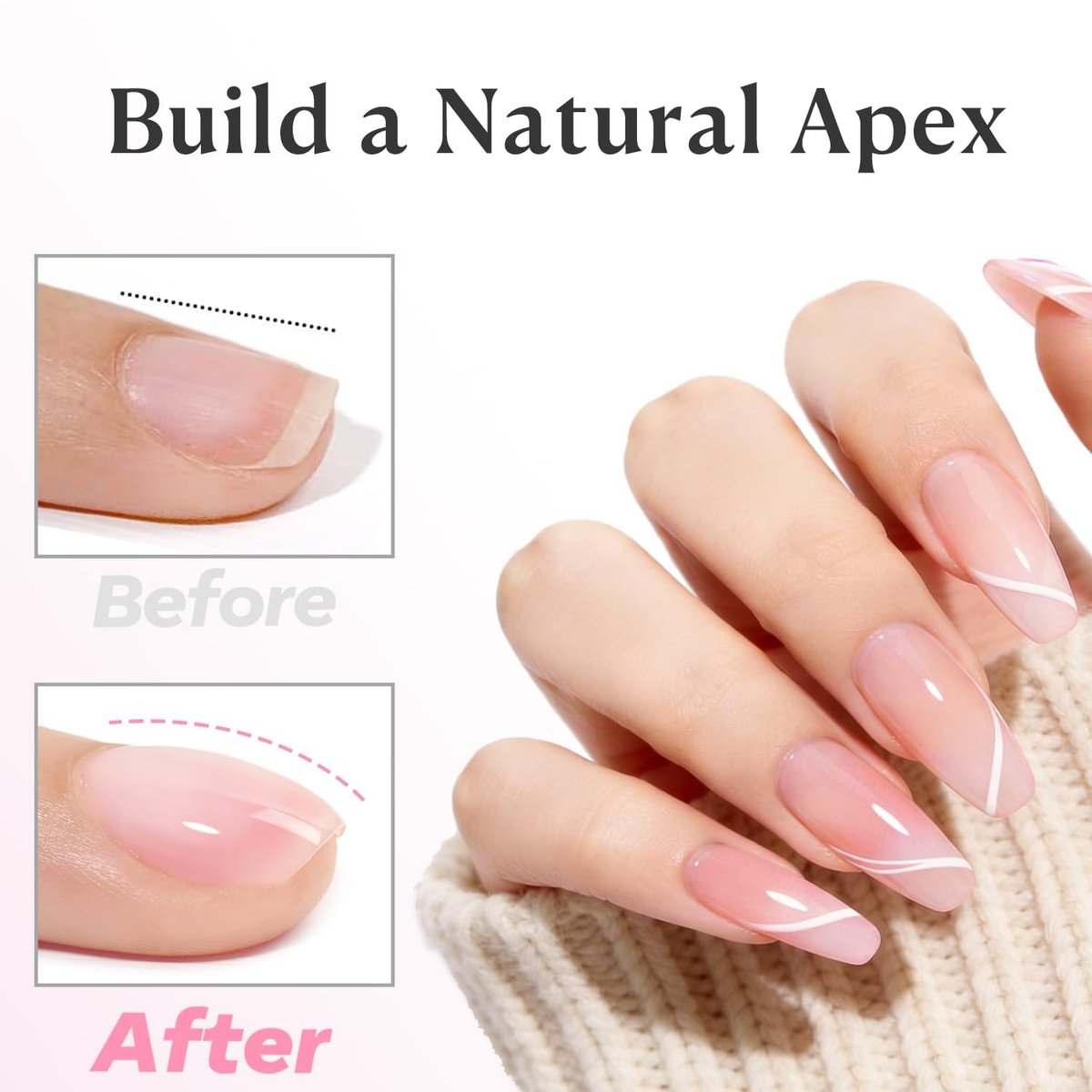 AZUREBEAUTY 10ml 6 Color Rubber Base Gel Polish with Top Coat Set – Sheer Nude Pink Jelly Self-Leveling Builder Gel for Thin Weak Nails, Long Lasting Soak Off UV LED Avelisse