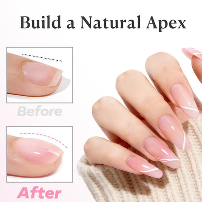 AZUREBEAUTY 10ml 6 Color Rubber Base Gel Polish with Top Coat Set – Sheer Nude Pink Jelly Self-Leveling Builder Gel for Thin Weak Nails, Long Lasting Soak Off UV LED Avelisse