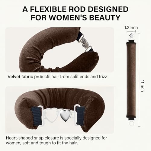 Heatless Curls Overnight Hair Curlers - 3PC No-Heat Curling Rod Set with Satin Wrap & Shower Cap | Velvet Hair Rollers for Heat-Free Waves Avelisse