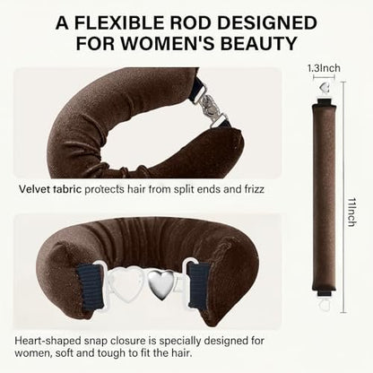 Heatless Curls Overnight Hair Curlers - 3PC No-Heat Curling Rod Set with Satin Wrap & Shower Cap | Velvet Hair Rollers for Heat-Free Waves Avelisse