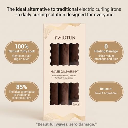 Heatless Curls Overnight Hair Curlers - 3PC No-Heat Curling Rod Set with Satin Wrap & Shower Cap | Velvet Hair Rollers for Heat-Free Waves Avelisse