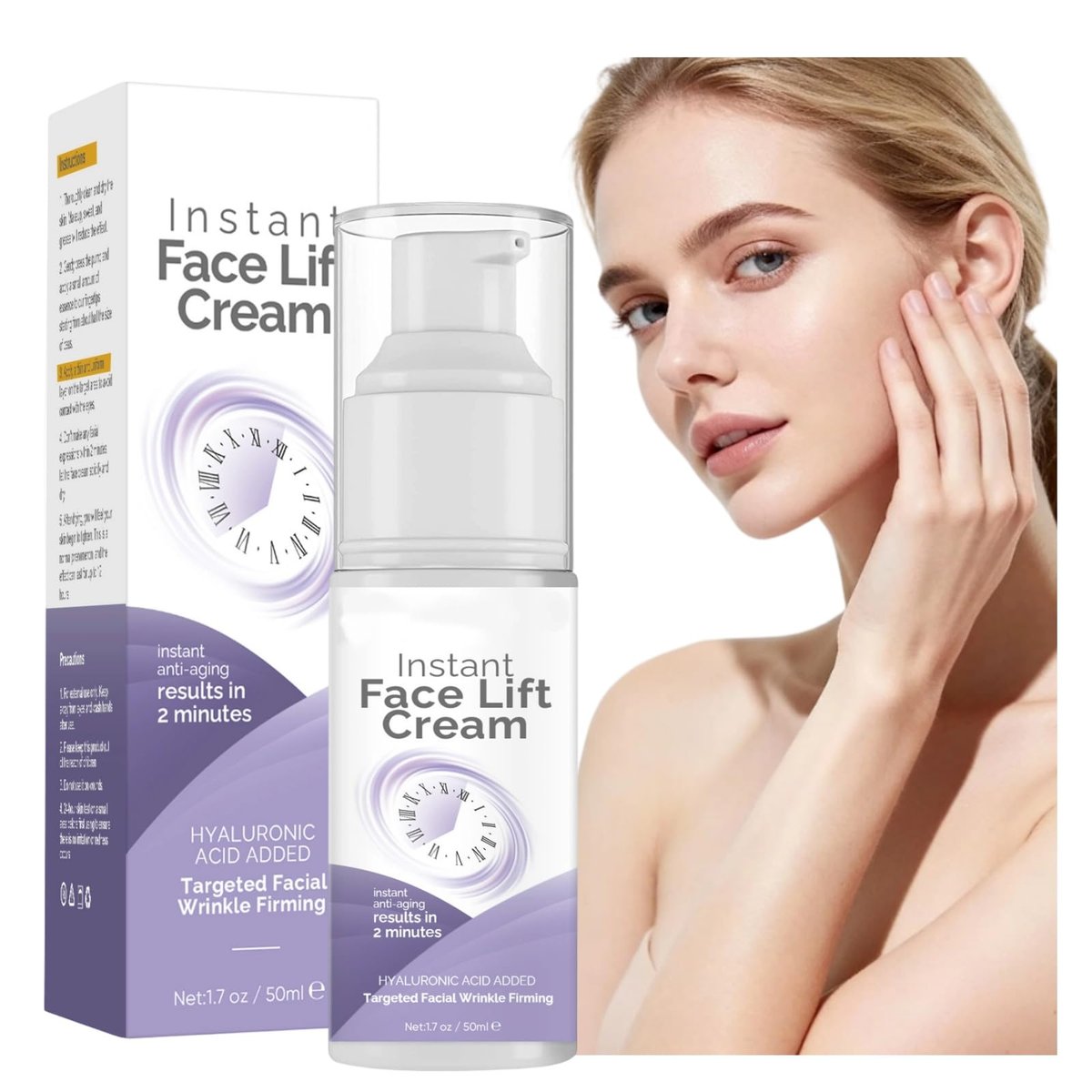 Instant Face Lift Cream - Skin Tightening Cream for Face & Neck, 2-Minute Rapid Wrinkle Remover & Puffy Eyes Treatment, Invisible Formula for Sagging Skin & Daily Makeup Prep Avelisse