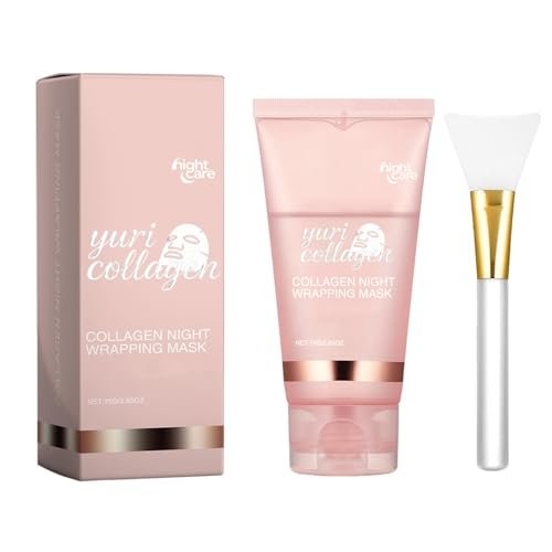 Yuri Collagen Night Wrapping Mask – Overnight Peel Off Face Mask with Collagen, Hydrating & Firming Sleeping Mask for All Skin Types, 2.53 Fl Oz Avelisse