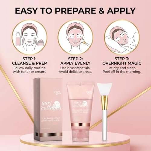 Yuri Collagen Night Wrapping Mask – Overnight Peel Off Face Mask with Collagen, Hydrating & Firming Sleeping Mask for All Skin Types, 2.53 Fl Oz Avelisse