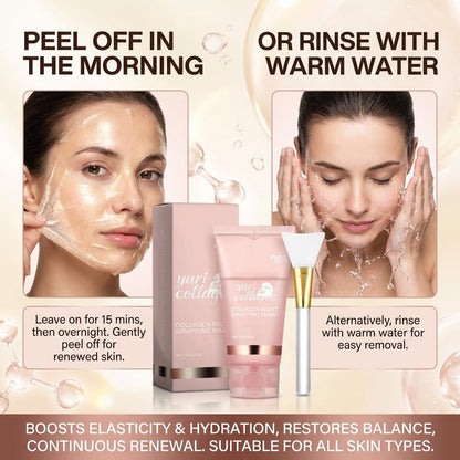Yuri Collagen Night Wrapping Mask – Overnight Peel Off Face Mask with Collagen, Hydrating & Firming Sleeping Mask for All Skin Types, 2.53 Fl Oz Avelisse