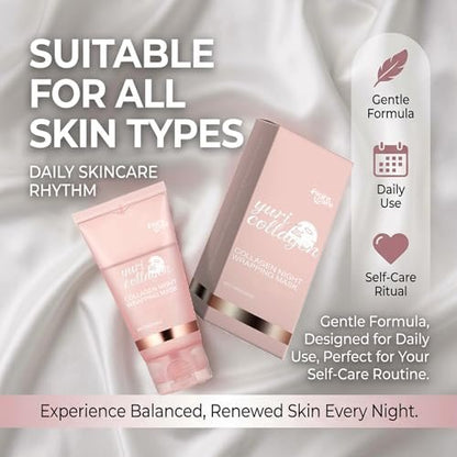 Yuri Collagen Night Wrapping Mask – Overnight Peel Off Face Mask with Collagen, Hydrating & Firming Sleeping Mask for All Skin Types, 2.53 Fl Oz Avelisse