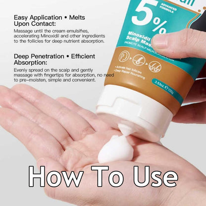 5% Minoxidil Hair Growth Scalp Massage Cream with Rosemary & Biotin - Professional Anti Hair Loss Treatment for Men & Women