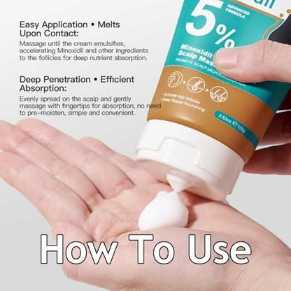 5% Minoxidil Hair Growth Scalp Massage Cream with Rosemary & Biotin - Professional Anti Hair Loss Treatment for Men & Women