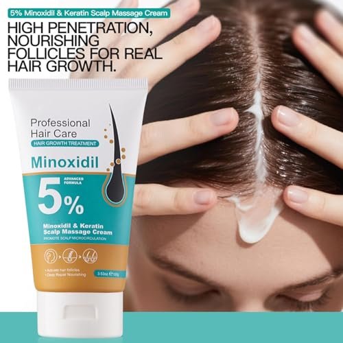 5% Minoxidil Hair Growth Scalp Massage Cream with Rosemary & Biotin - Professional Anti Hair Loss Treatment for Men & Women - görsel 3