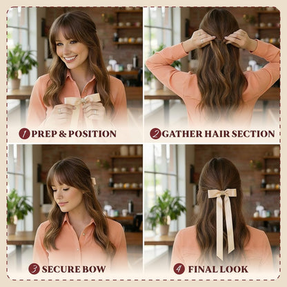 3PCS Magnetic Hair Bow Set - Strong Hold No-Slip Magnetic Hair Clips for Styling, Mini Butterfly Hair Clips, Seamless 2-in-1 Design, Hair Accessories (Champagne, Burgundy, Premium Black) Avelisse