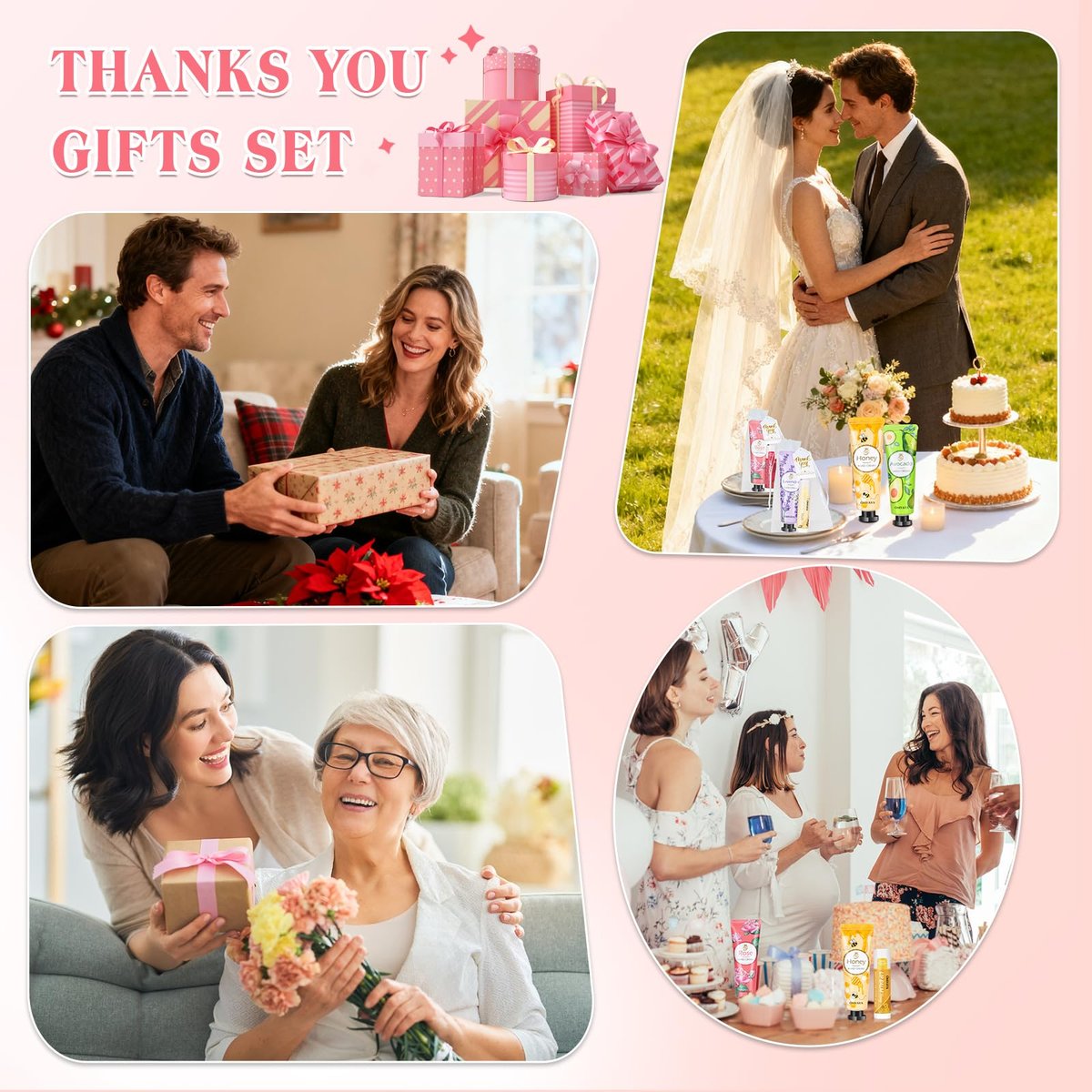 36 Sets Bulk Gifts for Women: Hand Cream & Lip Balm Set with Organza Bags – Bridal Wedding Favors, Baby Shower Favors, Teacher Appreciation Thank You Gifts, Mother's Day Gifts Avelisse