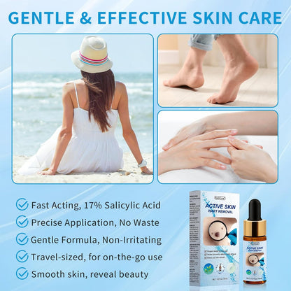 RushCure Skin Wart Remover with 17% Salicylic Acid - Fast Acting Mole Remover Serum for Plantar, Common & Flat Warts, Gentle Formula with Precision Dropper, Travel Size (0.5 Fl Oz) Avelisse