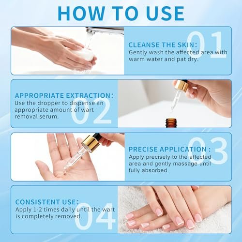 RushCure Skin Wart Remover with 17% Salicylic Acid - Fast Acting Mole Remover Serum for Plantar, Common & Flat Warts, Gentle Formula with Precision Dropper, Travel Size (0.5 Fl Oz) Avelisse