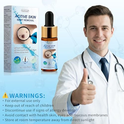 RushCure Skin Wart Remover with 17% Salicylic Acid - Fast Acting Mole Remover Serum for Plantar, Common & Flat Warts, Gentle Formula with Precision Dropper, Travel Size (0.5 Fl Oz) Avelisse