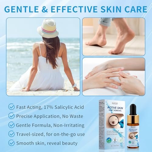 RushCure Skin Wart Remover with 17% Salicylic Acid - Fast Acting Mole Remover Serum for Plantar, Common & Flat Warts, Gentle Formula with Precision Dropper, Travel Size (0.5 Fl Oz) Avelisse