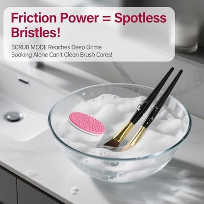 Norate Electric Makeup Brush Cleaner Machine & Deep Cleaning Solution Set – Automatic Spinning Washer with Cruelty-Free Shampoo for Quick Residue Removal, Ideal Gift for Women & Makeup Lovers (Pink) Avelisse
