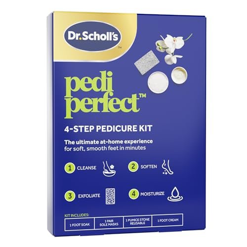 Dr. Scholl’s Pedi Perfect 4-in-1 Pedicure Kit – At-Home Spa Pedicure with Foot Soak, Exfoliating Mask, Moisturizing Cream & Pumice Stone Callus Remover for Soft, Smooth Feet Avelisse