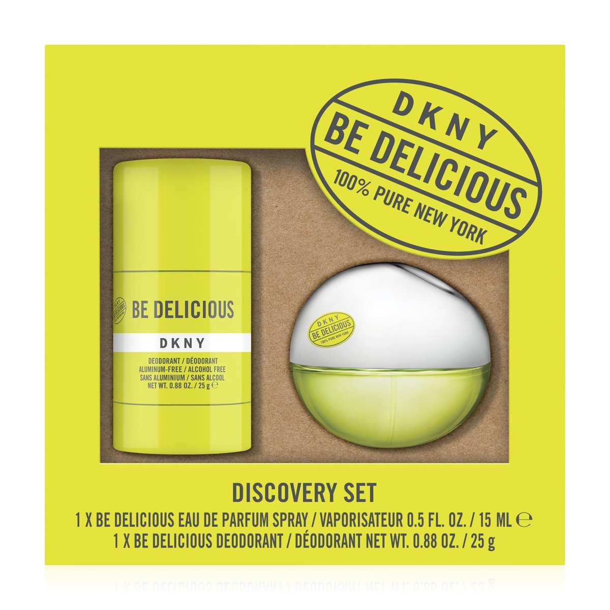 DKNY Be Delicious Discovery Set for Women - Eau de Parfum Mini Spray 0.5 Fl. Oz. & Aluminum Free Deodorant Stick 0.88 Oz. Avelisse