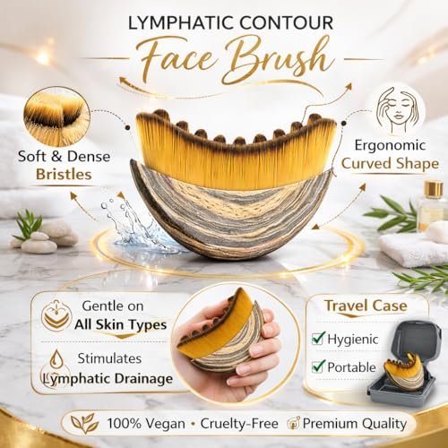Lymphatic Contour Face Brush for Jawline Sculpting, Soft Bristle Facial Massage Tool for Face & Neck, Anti Puffiness Beauty Brush with Travel Case - görsel 14