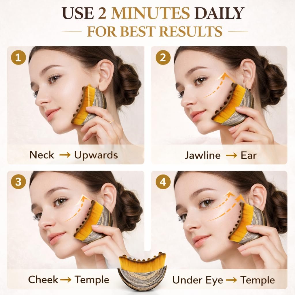 Lymphatic Contour Face Brush for Jawline Sculpting, Soft Bristle Facial Massage Tool for Face & Neck, Anti Puffiness Beauty Brush with Travel Case - görsel 11