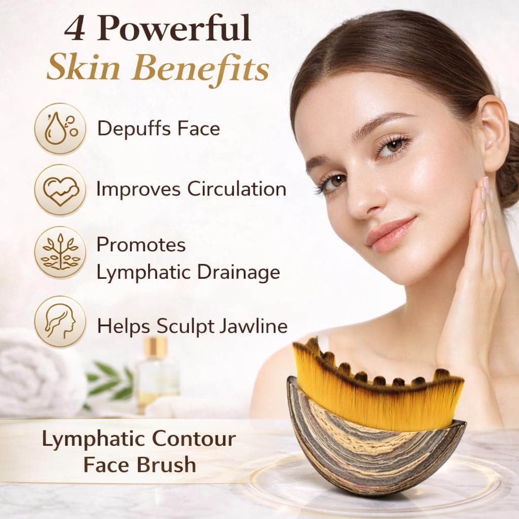Lymphatic Contour Face Brush for Jawline Sculpting, Soft Bristle Facial Massage Tool for Face & Neck, Anti Puffiness Beauty Brush with Travel Case - görsel 7