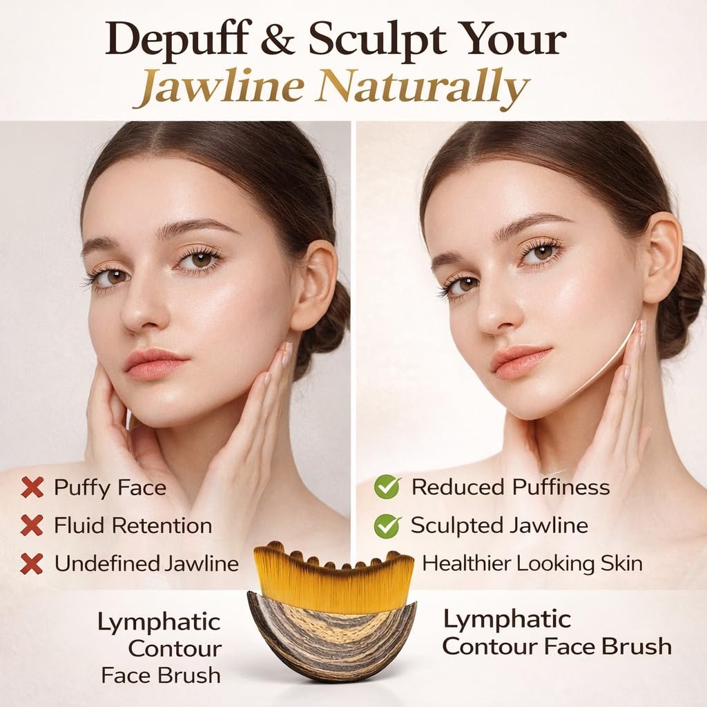Lymphatic Contour Face Brush for Jawline Sculpting, Soft Bristle Facial Massage Tool for Face & Neck, Anti Puffiness Beauty Brush with Travel Case - görsel 15