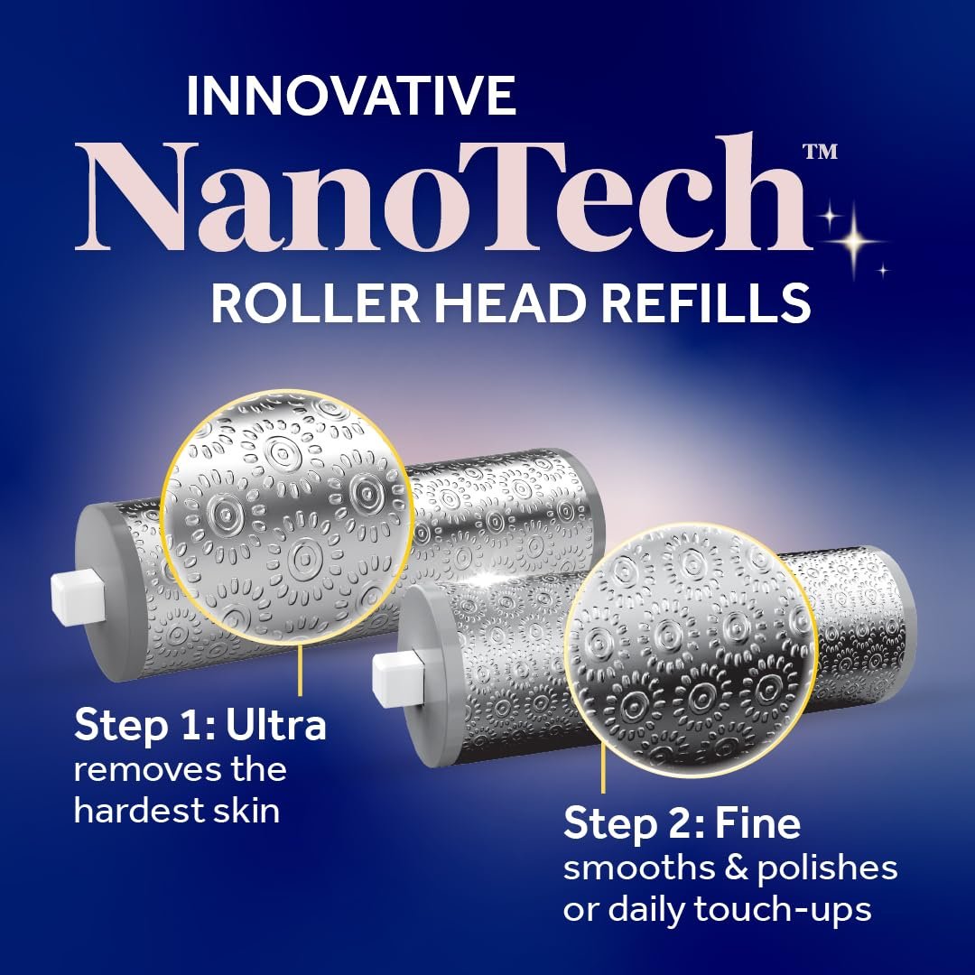 Dr. Scholl’s NanoTech Roller Replacement Heads for Pedi Perfect Pro Electronic Foot File - Mixed Pack, 1x Ultra Coarse & 1x Fine Coarse Avelisse