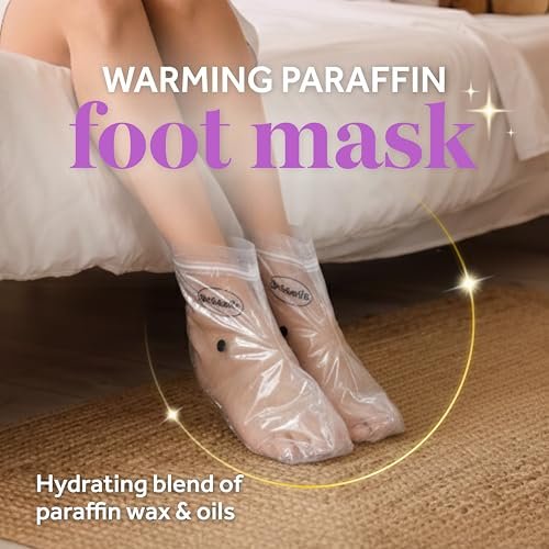 Dr. Scholl's Pedi Perfect Warming Paraffin Spa-Inspired Foot Mask - Hydrating Blend of Paraffin Wax, Coconut, Argan & Jojoba Oil, Restores & Moisturizes Dry, Cracked Feet at Home, Reusable up to 4x Avelisse