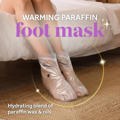 Dr. Scholl's Pedi Perfect Warming Paraffin Spa-Inspired Foot Mask - Hydrating Blend of Paraffin Wax, Coconut, Argan & Jojoba Oil, Restores & Moisturizes Dry, Cracked Feet at Home, Reusable up to 4x Avelisse
