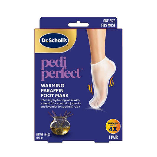Dr. Scholl's Pedi Perfect Warming Paraffin Spa-Inspired Foot Mask - Hydrating Blend of Paraffin Wax, Coconut, Argan & Jojoba Oil, Restores & Moisturizes Dry, Cracked Feet at Home, Reusable up to 4x Avelisse