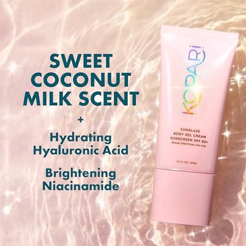 Kopari Sunglaze Body Gel Cream Sunscreen SPF 50+ | Broad-Spectrum Body Sunscreen with Hyaluronic Acid & Coconut Oil | Lightweight, Non-Greasy, Glowing Finish Avelisse